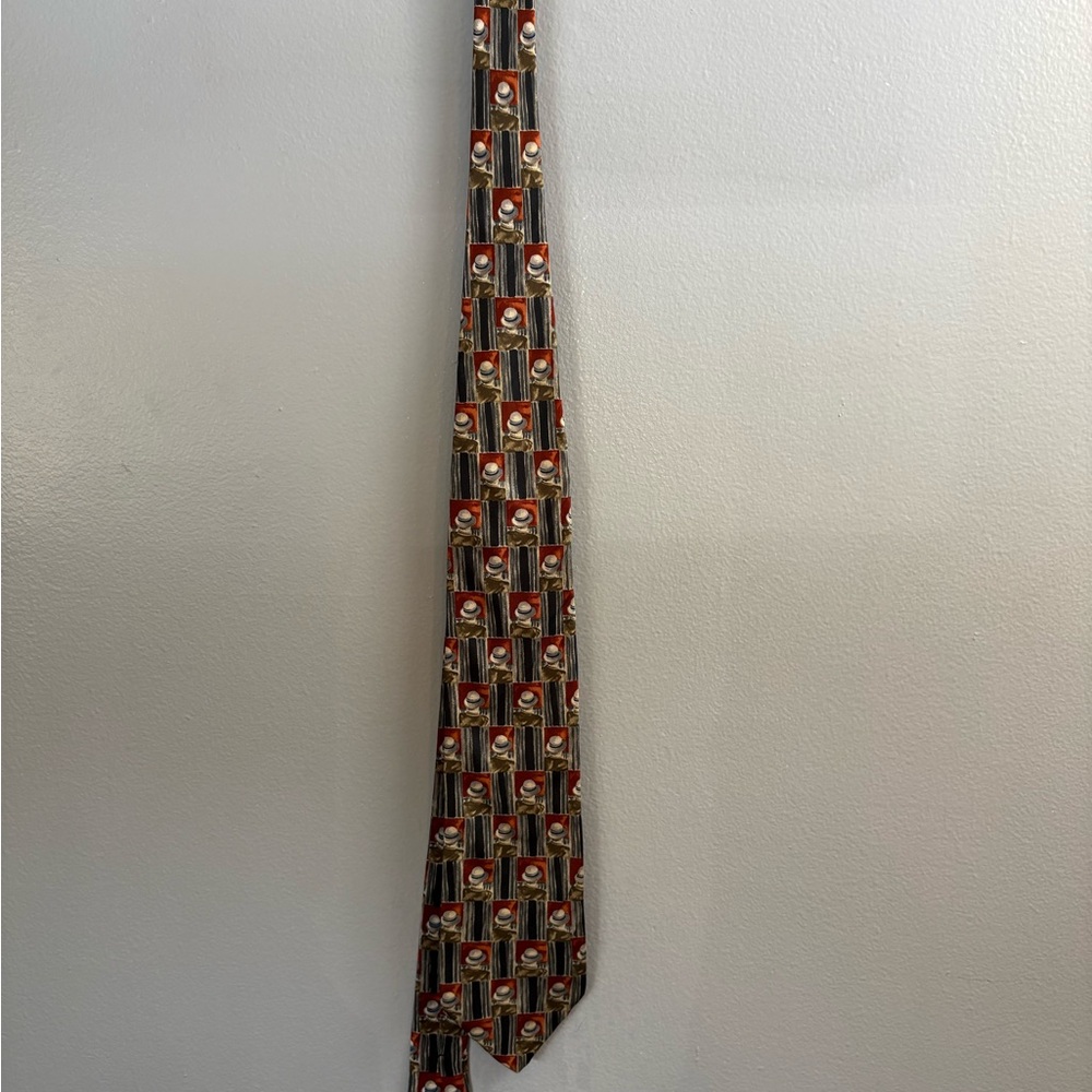 Dunhill Black and Red Geometric Tie